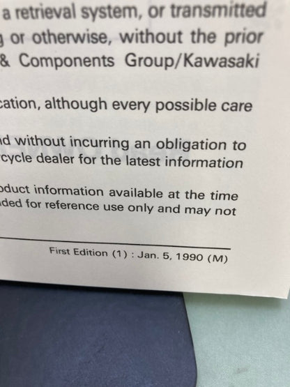 Kawasaki 99924-1126-51 Ninja ZX-7 ZXR750  Service Manual Supplement '90 Genuine