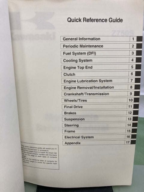 Kawasaki 99924-1344-01 Z750S Service Manual '04 Genuine