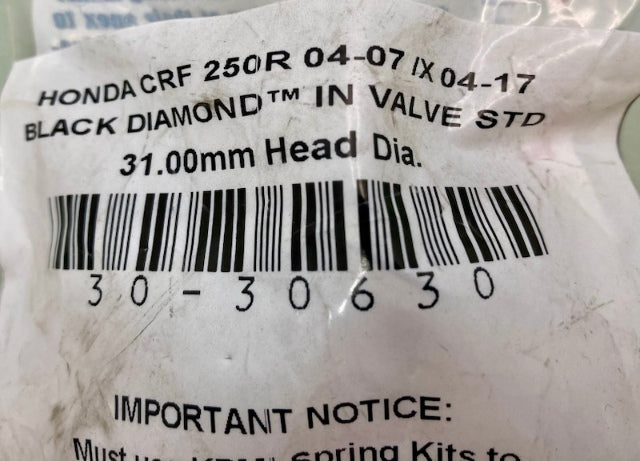 Kibblewhite Precision 30-30630 Black Diamond IN Valve STD 31.00 mm New Genuine