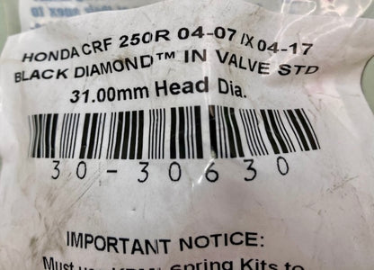 Kibblewhite Precision 30-30630 Black Diamond IN Valve STD 31.00 mm New Genuine