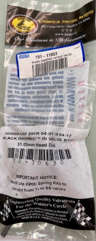 Kibblewhite Precision 30-30630 Black Diamond IN Valve STD 31.00 mm New Genuine