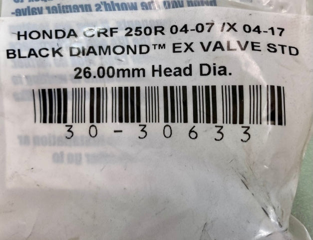 Kibblewhite Precision 30-30633 Black Diamond EX Valve STD 26.00 mm New Genuine