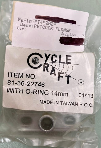 Cycle Craft 81-36-22746 Petcock Flange With O-Ring New Genuine