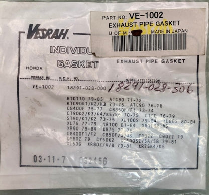 Qty 6 Vesrah VE-1002 Exhaust Pipe Gasket New Genuine