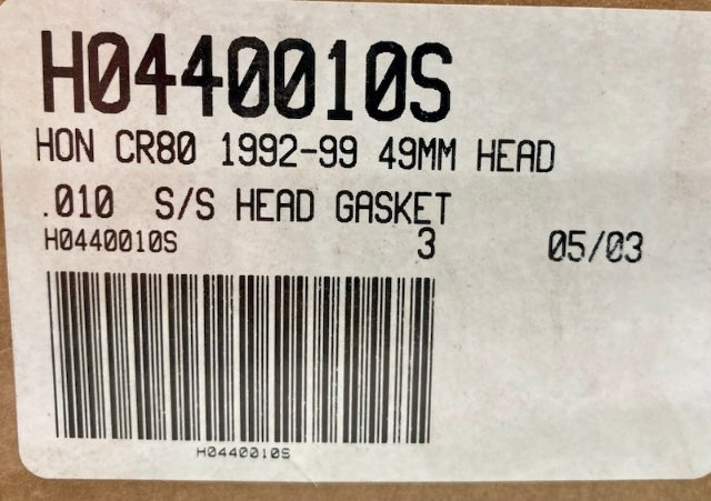 Cometic H0440010S .010 S/S Head Gasket, Hon CR80 92'-99' 49mm Head New Genuine