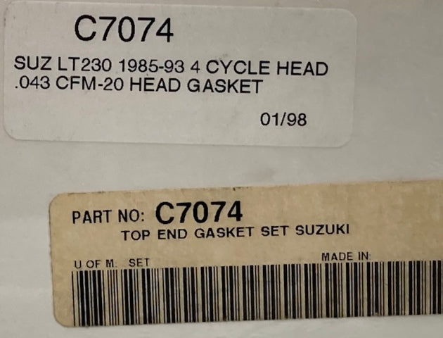 Cometic C7074 Top End Gasket Set, Suz 85'-93 4cycle .043 CFM-20 New Genuine