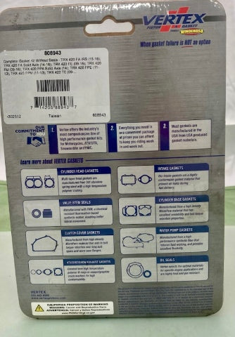 Vertex Gasket 808943 Winderosa Gasket Kit Without Seals, Hon TRX420 New Genuine