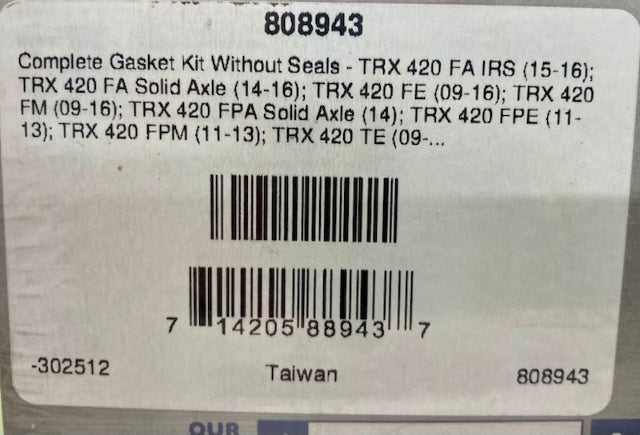 Vertex Gasket 808943 Winderosa Gasket Kit Without Seals, Hon TRX420 New Genuine