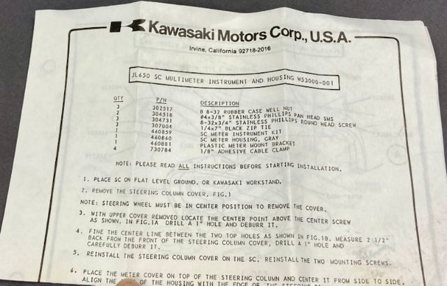 Kawasaki W53000-001 JL650 SC Multimeter Instrument and Housing New Genuine