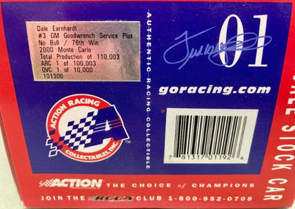 Action 1:24 Dale Earnhardt #3 GM Goodwrench Service Plus No Bull/76th Win New