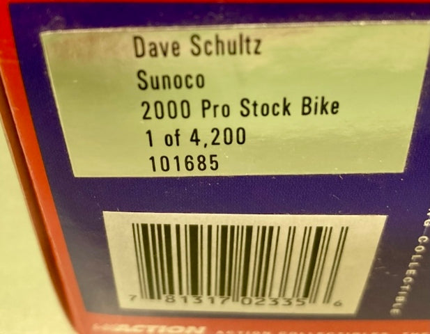 Action 1:24 Dave Schultz Sunoco 2000 Pro Stock Bike New