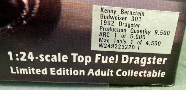 Action 1:24 Kenny Bernstein Budweiser 301 1992 Dragster New