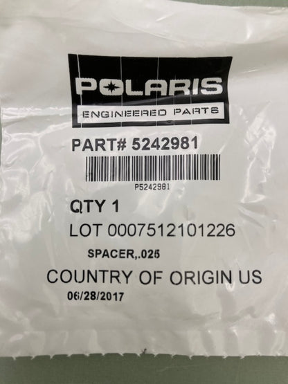 Qty 2 Polaris 5242981 Spacer 0.025 New Genuine
