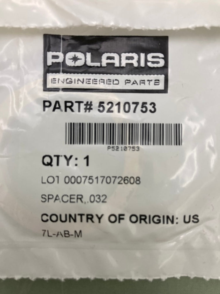 Qty 2 Polaris 5210753 Spacer .032 New Genuine