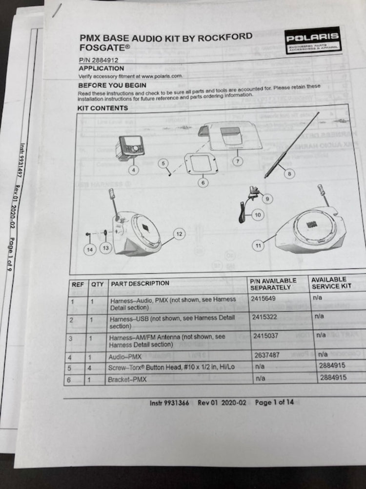 Polaris 2884912 K-Base Audio New Genuine