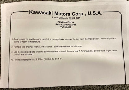 Kawasaki TX750-012 Teryx Rear A Arm Guard Plates New Genuine