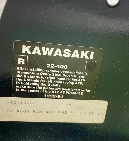 Kawasaki Right 22-400 / Left 22-400 Steel Foot Guard Plates, 92'-93' 400 4X4  Genuine