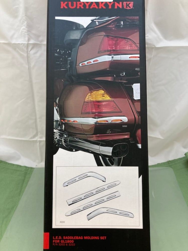 Kuryakyn 3202 LED Saddlebag Molding Set for GL1800 Chrome / Red LensNew Genuine