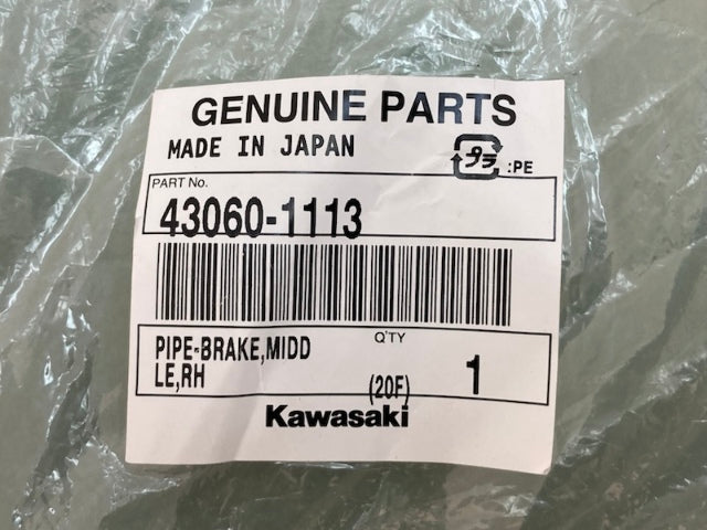 Kawasaki 43060-1113 Pipe-Brake, Middle, Rh New Genuine