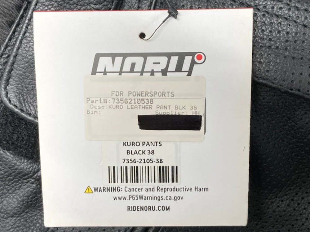 Noru 7356210538 Kuro Men's Size 38 Leather Knee Pad Pants Black New Genuine