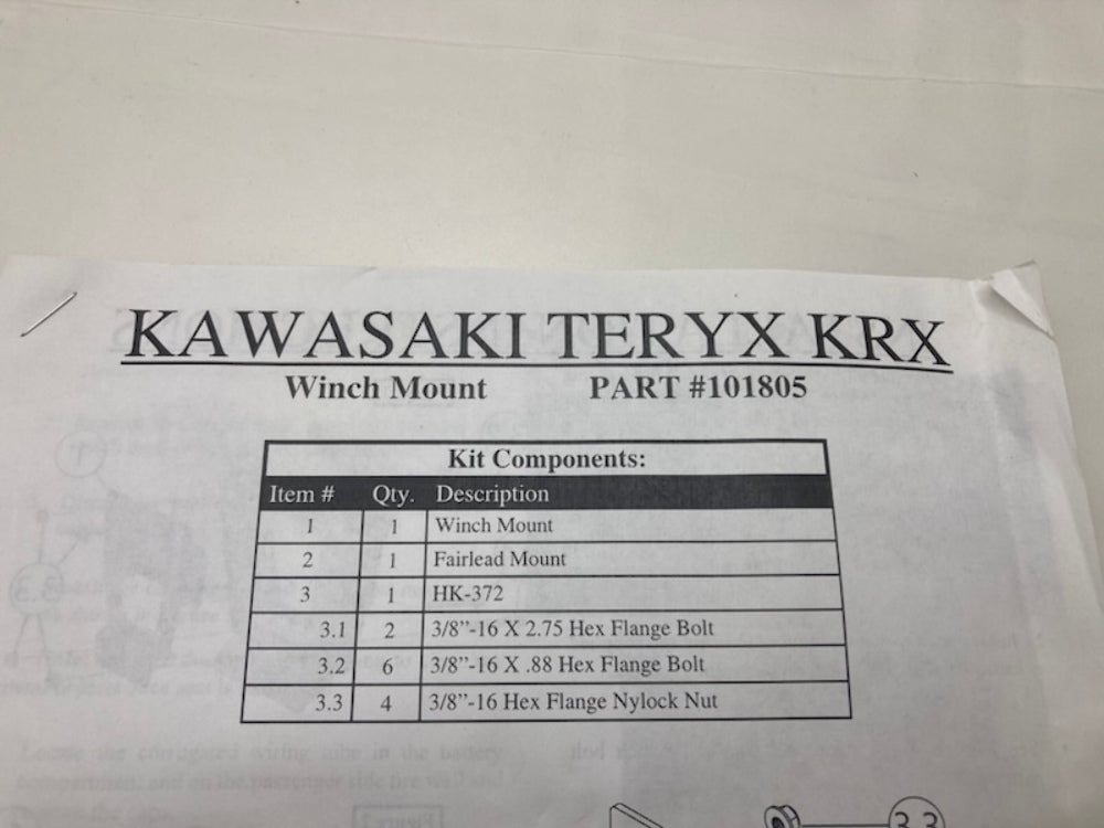 Kawasaki 101805 Winch Mount New Genuine