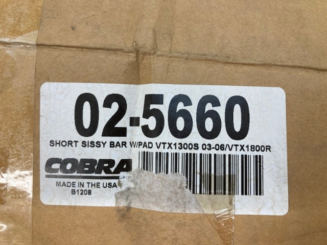 Cobra 02-5660 Short Sissy Bar W/Pad VTX1300S 2003-06/VTX1800R New Genuine