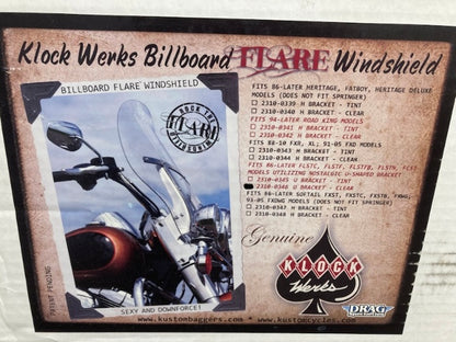 Klok Werks 2310-0346 Billboard Flare U Bracket Windshield Clear HD New Genuine
