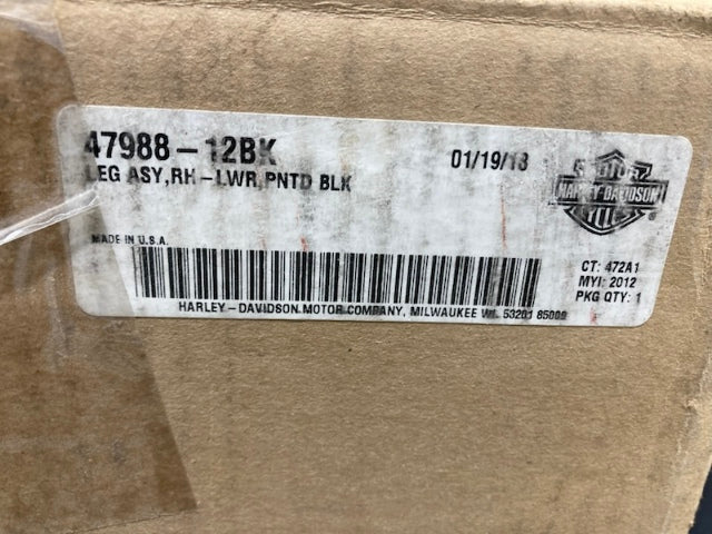 Harley-Davidson 47988-12BK RH Lower Leg Assembly Black New Genuine