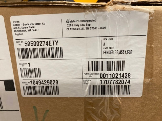 Harley-Davidson 59500274ETY Rear Fender Antelope Metallic New Genuine