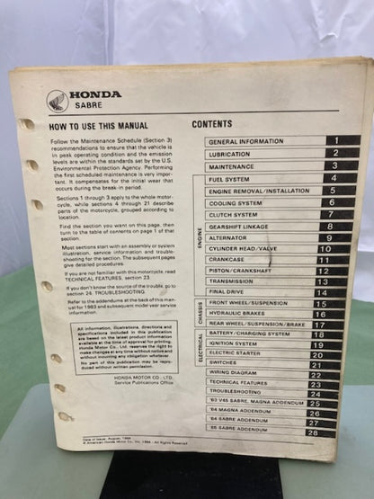 Honda 61MB004 VF700S VF700C VF750S VF750C Shop Manual '82-'85 Genuine