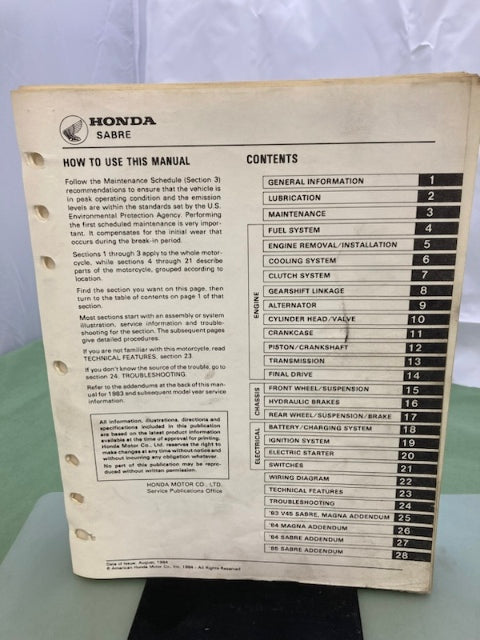 Honda 61MB004 VF700S VF700C VF750S VF750C Shop Manual '82-'85 Genuine