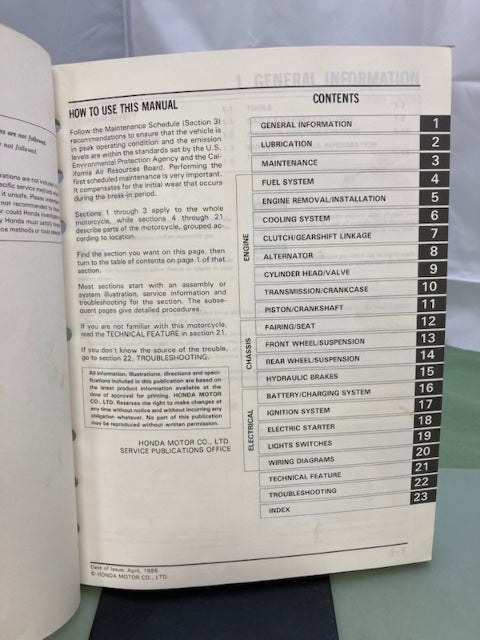 Honda 61MJ401 VF1000R Service Manual '85-'86 Genuine