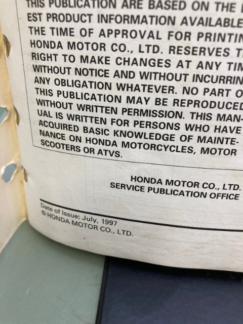 Honda 61HM307 TRX300EX Fourtrax Service Manual '93-'00 Genuine