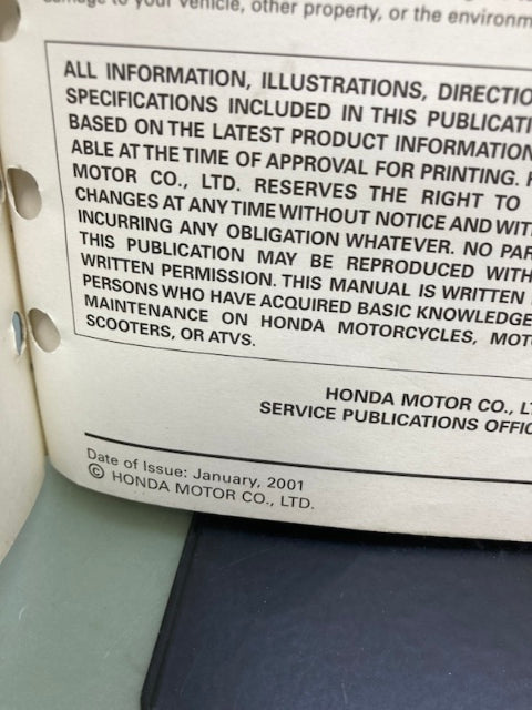 Honda 61HN603 TRX250EX Sportrax Service Manual '01-'05 Genuine