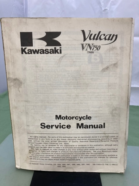 Kawasaki 99924-1054-10 VN750 Twin Vulcan Service Manual '95 Genuine