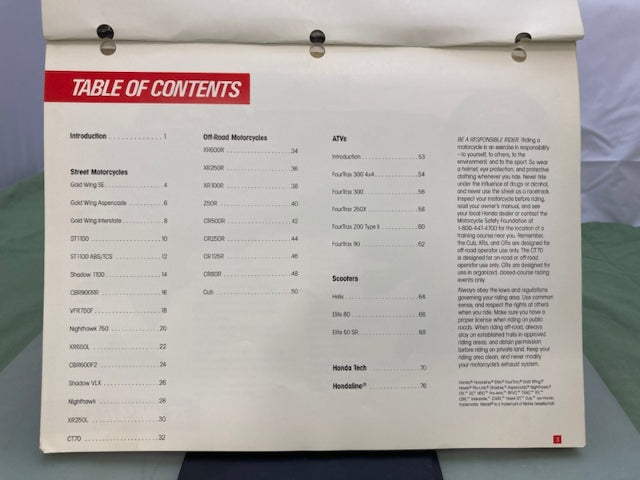 Honda Redbook 1992 With Spec Sheets Genuine