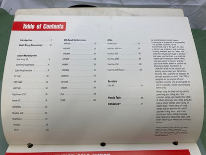 Honda Redbook 1991 With Spec Sheets Genuine