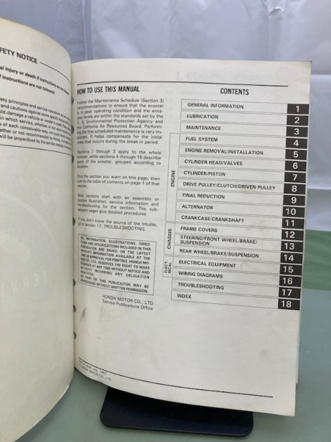 Honda 61GV420 CH80 Elite Service Manual '85-'07 Genuine