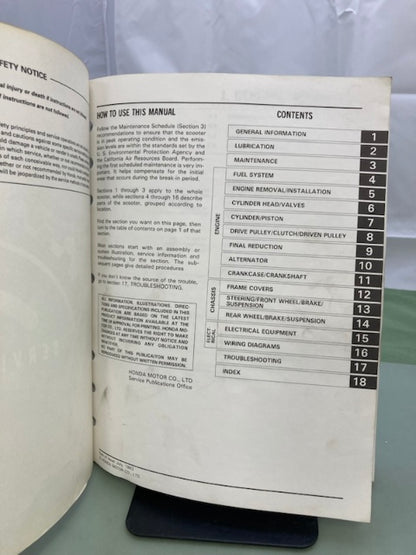 Honda 61GV420 CH80 Elite Service Manual '85-'07 Genuine