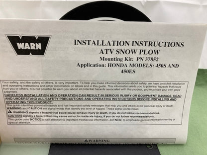 Warn 37852 Plow Mounting Kit for Honda 450S 450ES New Genuine