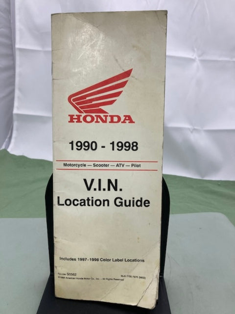 Honda MJA 7700-7975 MC Scooter ATV Pilot VIN Location Guide '90-'98 Genuine