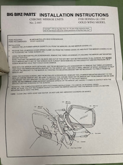 Show Chrome 2-445 Chrome Mirror Units for Honda Goldwing New Genuine