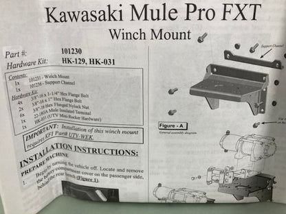 KFI Products 101230 Kawasaki Mule Winch Mount New Genuine