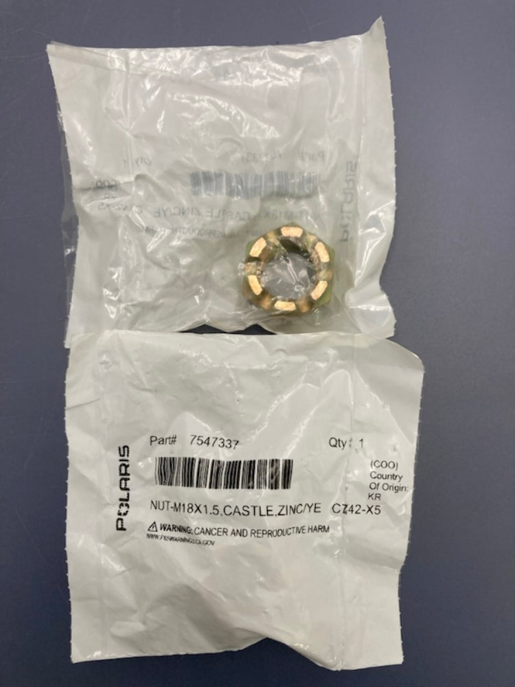 Qty 2 Polaris 7547337 Castle Nut, 18 mm x 1.5 mm New Genuine