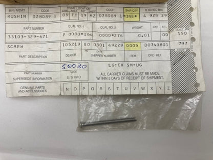 Honda 33103-329-671 Screw New Replaces