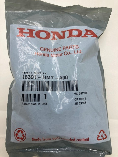 Honda 18391-HM7-A00 Gasket, Muffler New Genuine
