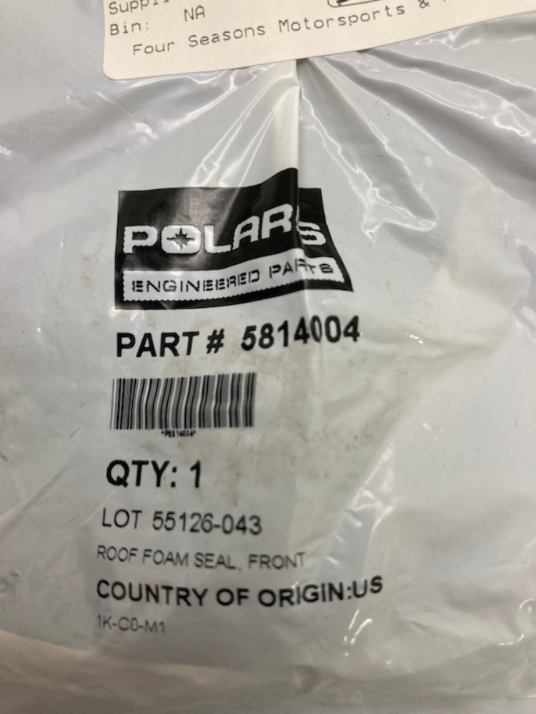 Polaris 5814004 Front Roof Foam Seal New Genuine