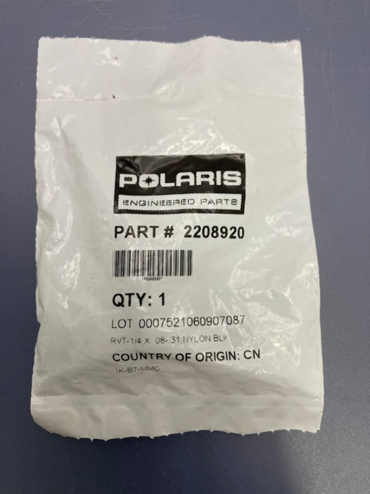 Polaris 2208920 Nylon Rivet 1/4 x.08-.31 Black New Genuine