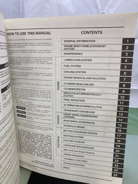 Honda 61KPB02 NSS250/A Reflex Service Manual '01-'03 Genuine
