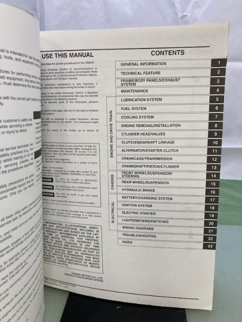 Honda 61MBZ00 CB600F Service Manual '04 Genuine